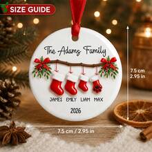 Custom Festive Christmas Ornament, Personalized Family Name Labels, Merry Christmas Tree Hanging Decor For Gift Giving And Holiday Party Favors, Customized Xmas Stocking Ornament With 2-4 Family Names, Customizable Holiday Keepsake Gift. - Style C - View 2
