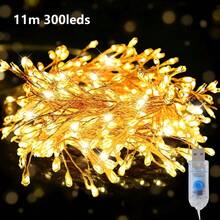 1pc Copper Wire Firecracker String Light, Optional 50/100LED, USB Fairy Lights With Remote Control In Warm White. Perfect For Christmas Tree, Holiday Parties, Indoor Home, Outdoor Garden, Patio, Wedding And Birthday Decoration. - USB Warm White Firecracker Lights - View 15