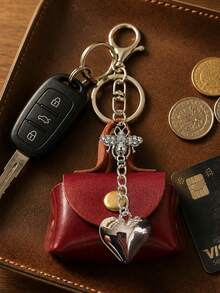 Mini Handbag Keychain, Bee & Heart Pendant Charm Series, Coin Purse, Portable Small Bag Pendant, Suitable For Coins, Loose Change - A - View 7