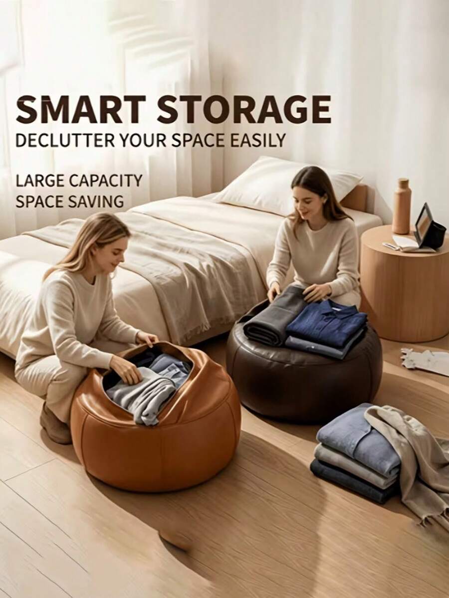 Set 2/1 buah Sarung Bean Bag Penyimpanan Ganda, Bentuk Oval , Kain Lembut, Nyaman, dan Tahan Lama, Solusi Penyimpanan Rumah, Kamar Tidur, Ruang Tamu, Lemari, Sarung Praktis, Tidak Termasuk Isian