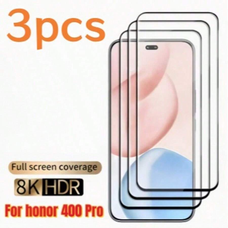 3pcs/Pack, Compatible With Honor 200/200 Pro/400 Pro/Magic 7 Lite/Magic 7 Pro/Magic 7/Magic 8 Pro/200 Lite/200 Smart/400/400 Lite/400 Smart/X7D/X8D/X9D/X6C/Magic 7/X8C/600 Lite/600/600 Pro Screen Protector, 9H Hardness Tempered Glass Screen Protector, Anti-Scratch, Anti-Drop, Waterproof, Wear-Resistant, Full Screen Coverage, Easy Installation, High Clarity Transparent, Touch Sensitive, Elegant Appearance, Screen Protector - Colorless - View 1
