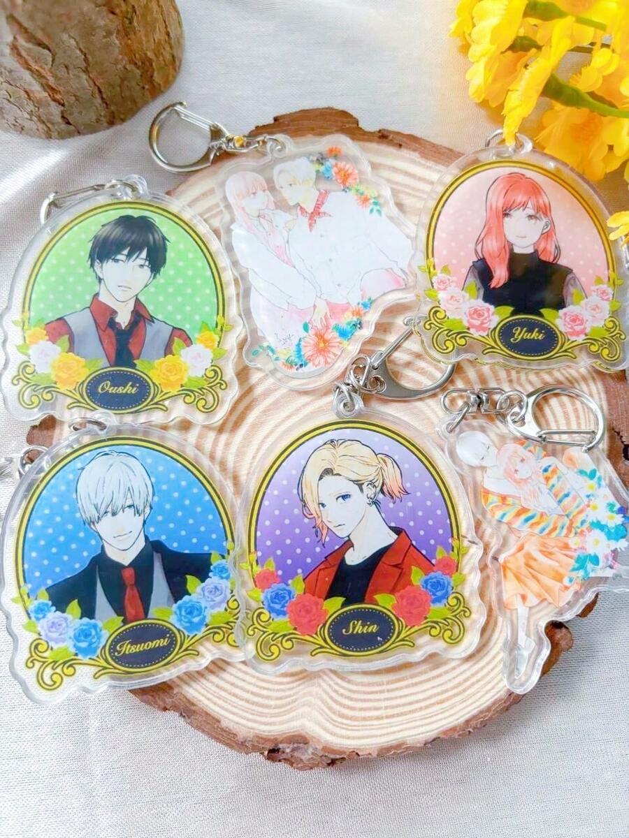 1/6pcs Cartoon Couple Acrylic Keychain Cute Anime Peripheral Pendant Key Chain