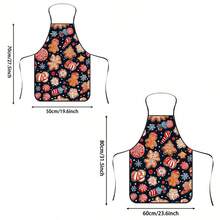 1pc Christmas Gingerbread Man & Candy Print Apron, Featuring Gingerbread Man With Red Hat, Frosting Stars, Red & White Candy, Snowflake Pattern, Durable Cooking Apron Suitable For Bakers, Cake Decorators, Baking Enthusiasts, Party Planners, Nail Artists - Gift For Home & Professional Chefs - Multicolor - View 7