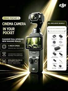 dji Osmo Pocket 3 Pocket Gimbal Camera 1-Inch CMOS 4K120fps 20-Min Charge For 2-Hour Shooting 2-Inch Touch Color Screen YouTube HD Digital Vlog Camera (Brand New, Activated Only) - Black - View 1