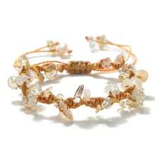 1Pc Boho Handmade Natural Crushed Crystal Bracelet Adjustable Summer Beach Dainty Stackable Bangle Wristband Jewelry Gift For Women - Multicolor - View 24