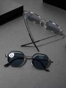 2pcs Men's Metal Full Frame Vintage Elegant Fashion Glasses, Suitable For Daily Commute, Outdoor And Vacation Use - Multicolor - View 2