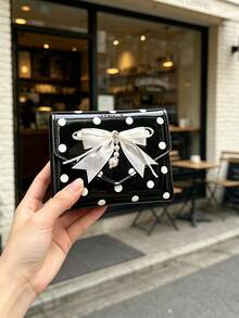Y2K Powder Polka Dot Purse, Fashion PU Small Wallet, Polka Dot Multi-Card Card Bag,Kawaii Style Card Holder, ID Document Storage Bag - Multicolor - View 9