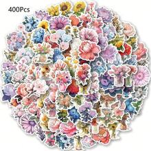 100/200/400張花卉貼紙，防水美學貼紙，適用於手機殼、水壺、筆電、剪貼簿、行李箱，乙烯基花卉貼紙，適合青少年與成人 - 彩色 - 查看 10