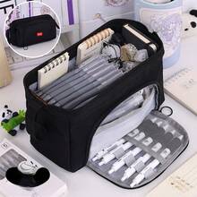 1pc Large Capacity Double Layer Stationery Pencil Case, Large Capacity Office Desktop Pencil Stationery Storage Box, Student Portable Multi-Function Partitioned Stationery Storage Bag, Creative Student Stationery Memo Ruler Learning Supplies Organizer Oxford Bag - Pencil Case - View 9