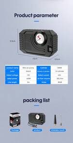 Carsun Tire Inflator Portable Air Compressor, Bicycle Tire Pump, Mini Portable 12V DC Air Compressor, High Brightness Night Lighting, Mechanical Tire Inflator - Upgraded Wired Mechanical Model - View 13