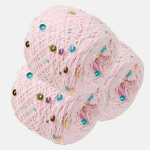 150g/3pcs Multi-Color Beautiful Pale Purple Sequin Yarn Cotton Thread 1mm Iridescent Round Sequins INS Hot-Selling Braided Hair Ties Pure Cotton Knitted Yarn - 150G/3PC - View 20