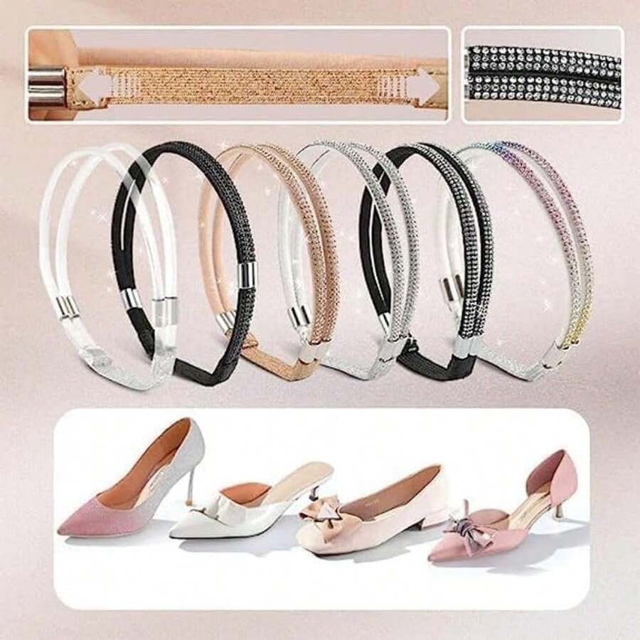 Shoe Straps For Heels,Heel Straps For High Heels,Shoe Straps For Loose Shoes,Suitable For Fixing Loose High Heels Elastic High Heels(3 Pairs) - Multicolor - View 1