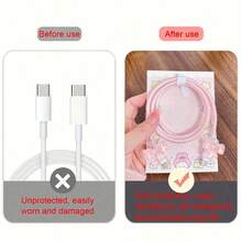 1 Set 3D Bow Data Cable Protector Compatible With Apple 18W/20W, Crystal Bow Data Cable Protector Set, Portable Digital Accessory, Holiday Gift, Cute Korean Style For Girlfriend And Best Friend - Pink Crystal Bow - View 8