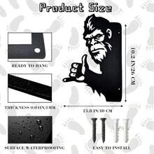 1 buah Dekorasi Dinding Besi Kokoh, Menampilkan Desain Bigfoot yang Unik, Sempurna untuk Taman, Teras, atau Halaman Luar Ruangan - A - View 2