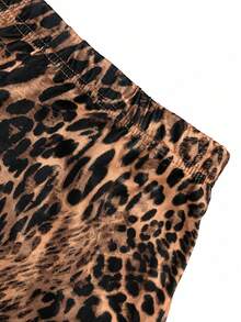 SDNGED Summer Comfortable Leopard Print Skinny Shorts For Women - Camel - View 5