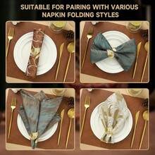 12pcs Gold Laurel Leaf Napkin Rings | Suitable For Cloth Napkins, Wedding, Holiday, Party, Dinner Decor, Reusable - Multicolor - View 6