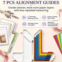 7pcs/1set Random Color Precision Layering & Embossing Spacer Paper Craft Alignment Guide Set With Storage Box, Suitable For Card Making And Scrapbooking, Color-Coded Tools - Multicolor - View 3