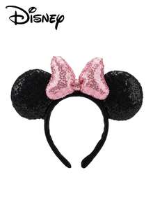 Disney 1pc Shiny Black Sequin Mouse Ears Headband With Red Sequin Bow, Cute Festival Hair Accessory For Theme Park & Party Costume - Multicolor - View 5