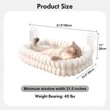 1pc Folding Cat Hammock For Window, Cordless Machine Washable Cat Bed, Robust Metal Frame, Strong Suction Cups, Cat Window Perch For Cats And Small Dogs, Foldable Pet Hammock, Window Seat, Cozy Pet Bed, Indoor Cat Furniture, Space Saving Design - 21.5*15.5in - View 4