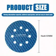 50pcs 5-Inch 8-Hole Diamond Pattern Blue Hook & Loop Sanding Discs, Anti-Clogging Dry Sandpaper, High Wear Resistance Abrasive Pads, Suitable For Car Repair, Woodworking, Metal Polishing, Wall Putty Grinding - Navy Blue - View 7