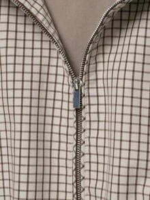 Liorin Autumn New Women's European And American Style Fashion Minimalist Versatile Plaid Hooded Jacket - Lattice - View 6