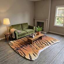 1pc Of Dollhouse Mini Scene Dollhouse Carpet, Available In Leopard And Tiger Patterns. The Material Is Made Of Cloth Blocks Instead Of Blankets, Suitable For Decorating Dollhouses And As Props For Scene Shooting - Brown - View 7