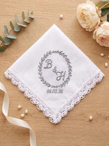 1pc Personalized Bride Wedding Handkerchief, Custom Text Hankerchief, Custom Keepsake Handkerchief For Wedding Bridal Party Gift - Multicolor - View 21