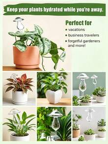 Mushroom-Shaped Automatic Watering Planter, Slouchy-Style Automatic Drip Irrigation, Transparent Watering Pot, Suitable For Indoor And Outdoor Gardens, Automatic Watering Device For Potted Plants, Flowers And Bonsai - Multicolor - View 3