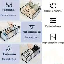 Simple Modern 3pcs Underwear Organizer Set, Mesh Storage Bags For Socks, Drawers, And Closet, Fashionable Women'S Accessory. - Grey - View 3