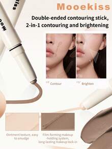 Mooekiss Dual-Ended Contour & Highlight Stick, Natural-Looking Nose Contour Makeup Tool - 01 0.8g+0.8g - View 1