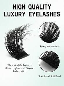 120PCS Thick Black Natural False Eyelashes, 200D Eyelash Clusters, 3D ...