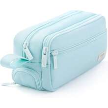 Large Capacity Zipper Pencil Case, Portable Multi-Compartment Pencil Bag, Durable Stationery Storage - 1pc Black - View 8
