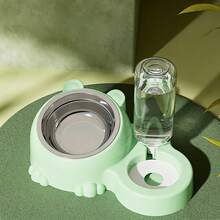 1PC 2-In-1 Pet Cat Bowl Set, Stainless Steel Food Bowl With Automatic Water Dispenser, Anti-Tip Base, Detachable Easy To Clean Feeding And Watering Bowl, For Cats And Small Dogs Home Daily Feeding - 500ml - View 13