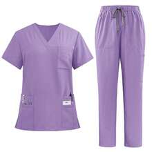 Ropa de trabajo para empleado de médico de hospital, traje de secado rápido, informal y cómodo - Morado - Ver 6