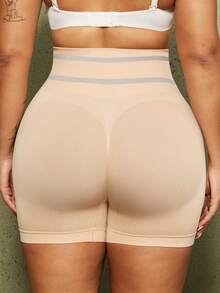 1pc Plus Size Women's Shapewear, Tummy Control, Waist Shaping, Butt Lifting, Seamless Short Panty, High Waist Invisible For Dress - Apricot - View 2