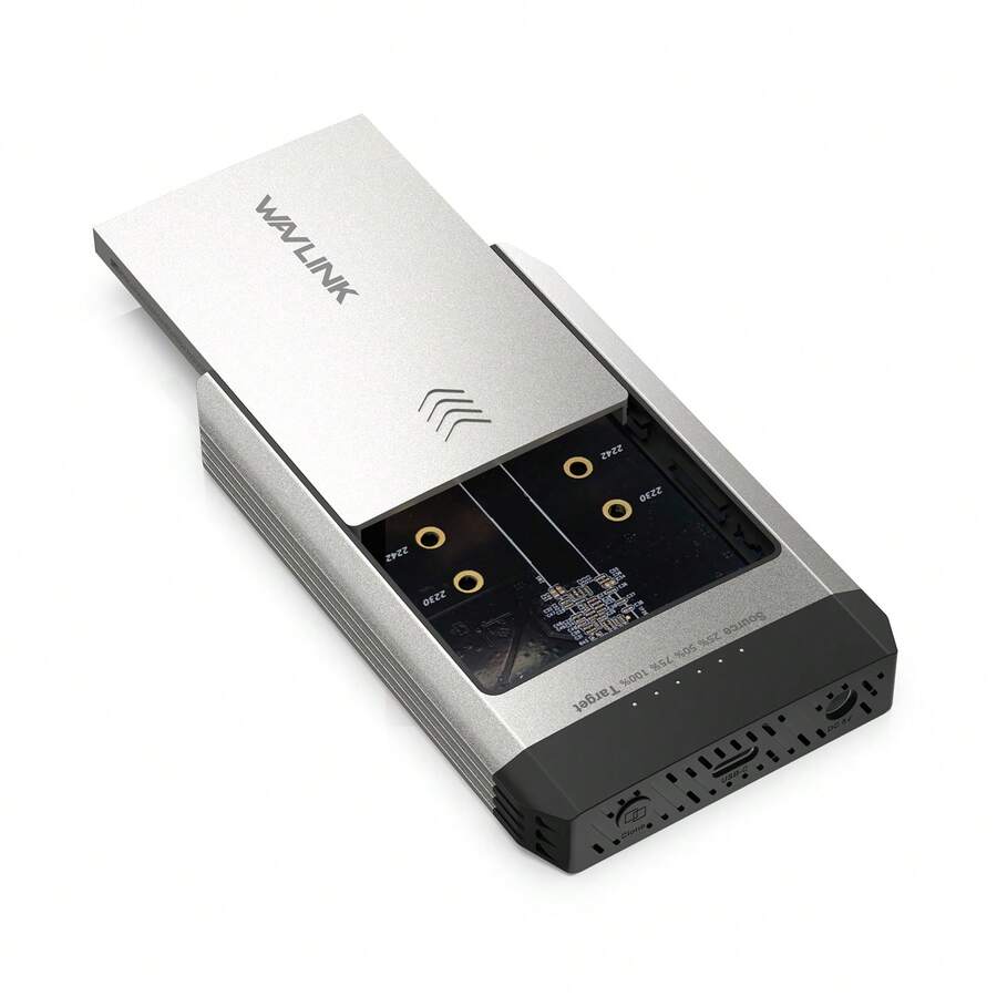 Dual M.2 SSD Enclosure With Offline Clone,20Gbps USB-C For NVMe/AHCI,Tool-Free,8TB Expansion (4TB X 2) - UK Plug(220-240V) - View 1