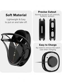 Soft Electroplated Case With Screen Protector Full Coverage Bumper Shell Cover Compatible With Samsung Galaxy Watch 8/9 40mm 44mm TPU Ultra-Thin Cover Shockproof Scratch-Resistant Anti-Collision Screen Protector Case Galaxy Watch 8 9 Protective Shell Classic 44mm 40mm Sports Accessories Watch 9 Watch 8 Men/Women, Black/Transparent/Gold/Silver - Full-coverage Case - View 3