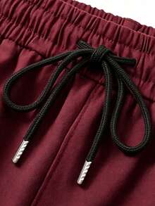 男士輕量運動休閒長褲，舒適耐穿戶外長褲，適合跑步、健身、散步，春夏薄款面料 - 酒紅色 - 查看 5
