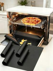 3 Piecesset Of Oven Pads, Non Stick Heat-Resistant Baking Tray, Easy To Clean And Reusable Baking Tray Bottom Pad, Baking Tray, Kitchen Cooking Accessories, Essential Items For Autumn Baking, Kitchen Accessories, Food Wrap, Home Accessories - Black - View 9