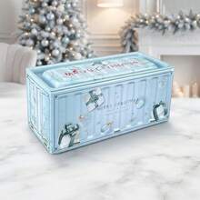 1pc Christmas Metal Tin Container, Aesthetic Industrial Holiday Storage Box For Stationery & Jewelry, Decorative Mini Desk Organizer, Festive Home Gift Box (115x50x55mm) - Multicolor - View 9