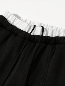 Men's High Street Style Double Waistband Casual Pants, Adjustable Elastic Waist Without Tightness, Side Slant Pockets, Suitable For Daily Commute And Gatherings, Atmospheric Must-Have Pants - Black - View 9