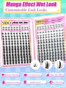 YIDUO Manga Spike Lash Clusters,280Pcs Wispy Individual Lashes D Curl Mixed Length 5‑16mm,DIY Eyelash Extension With Bottom Lashes,Fairy Wet Look Cluster Lashes,Beginners Friendly For Daily Party Halloween Christmas Makeup Gift - Multicolor - View 5
