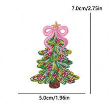 1 Pc Western Country Christmas Embroidered Iron On Patch, Cowboy Rodeo Santa Xmas Tree Cactus Pink Truck Car Bow Applique, Sew On Decor Patch For Denim Jacket Jeans Backpack Hat, Festive Holiday DIY Clothing Craft Gift - Multicolor - View 12