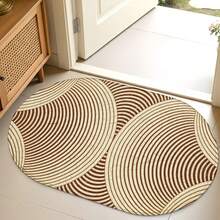 1pc Oval Flannel Door Mat, Soft Comfortable Absorbent Non-Slip Machine Washable With Backing, Suitable For Entrance, Living Room, Patio, Bedroom, Kitchen, Laundry Room, Bathroom, Holiday Decoration, Carpet Rug Mat, Entryway Mat, Kitchen Bathroom Multi-Functional Mat - Multicolor - View 4