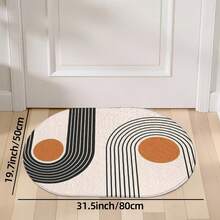 1pc Oval Flannel Door Mat, Soft Comfortable Absorbent Non-Slip Washable With Anti-Slip Backing, Suitable For Entrance, Living Room, Patio, Bedroom, Kitchen, Laundry Room, Bathroom, Multi-Functional Home Floor Mat, Entryway Rug, Kitchen Bathroom Carpet, Holiday Decor - Multicolor - View 12