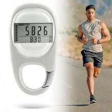 Pedometer 3D Walking Pedometer, Mini Counter, Portable Sports Step Counter With Carabiner Clip, Distance Tracking, Calorie Count, And Activity Time, Suitable For Sports Step Counting, For Men Women - Off-white - View 1