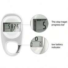 Pedometer 3D Walking Pedometer, Mini Counter, Portable Sports Step Counter With Carabiner Clip, Distance Tracking, Calorie Count, And Activity Time, Suitable For Sports Step Counting, For Men Women - Off-white - View 3