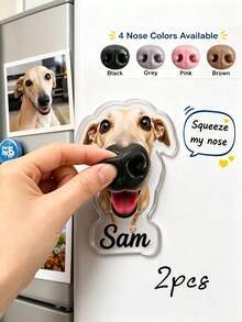 Custom Dog Nose Squishy Fridge Magnet Sticker – Personalized Pet Nose Squeeze Toy With Custom Face & Name - Multicolor - View 4