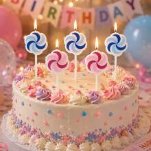 HIBIRTH 5pcs/Set Creative Cartoon Dual-Color Windmill Candles, Cake Decorations For Birthday, Anniversary, Party Celebration - View 3