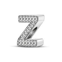 1pc S925 Sterling Silver 26 Alphabet Letter Pendant Bead, Original Full Zirconia Inlaid Design, Exquisite 3D Shape, Suitable For Bracelets And Necklaces, Customizable Initial, Showcasing Personalized Style, Meeting Handmade DIY Jewelry Making And Daily Wear Needs - Silver - View 34